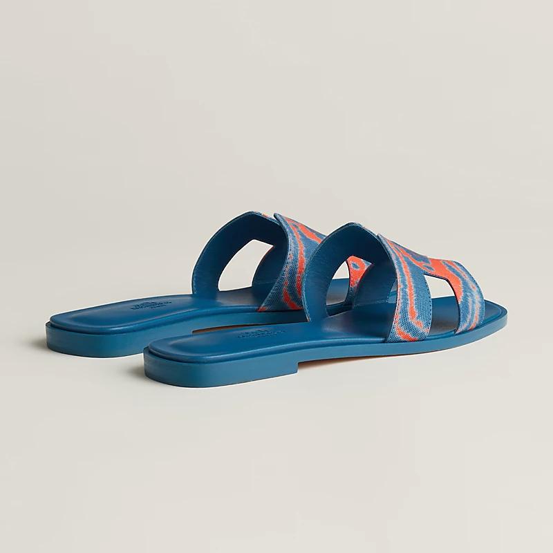 Giày Hermes Oran Sandal Nữ Xanh Dương Cam